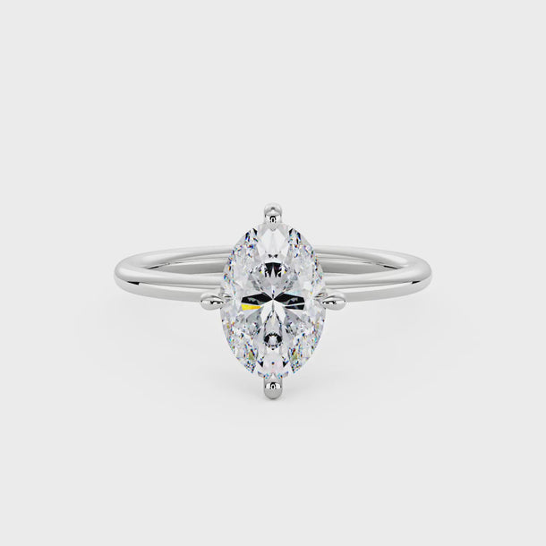 4 Carat Elongated Oval Moissanite Solitaire Ring