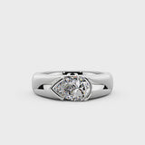 2 Carat Pear Moissanite Chunky Band Ring