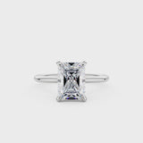 4 Carat Radiant Moissanite Solitaire Ring with Hidden Halo