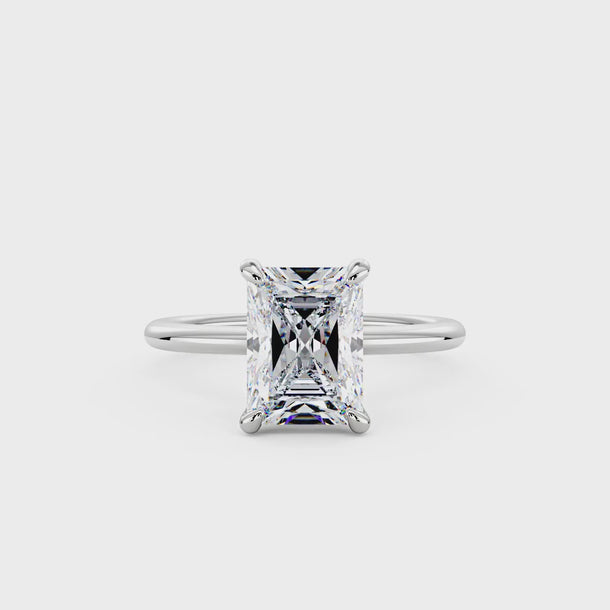 4 Carat Radiant Moissanite Solitaire Ring with Hidden Halo