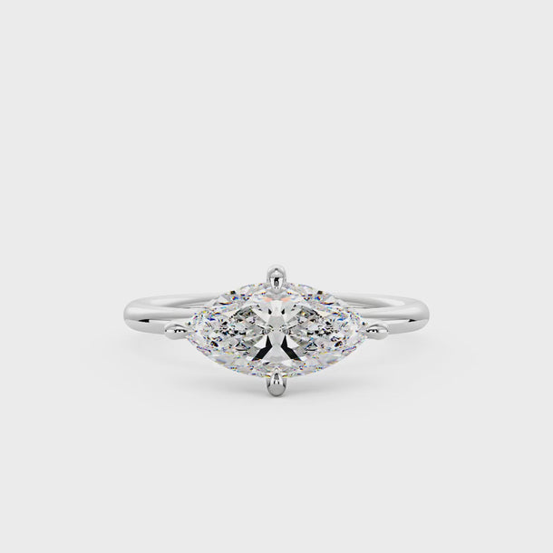 3 Carat Marquise Moissanite East West Solitaire Ring