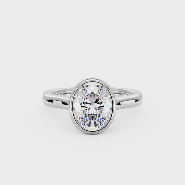 3 Carat Minimalist Round Cut Moissanite Bezel Ring