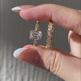 Emerald Cut Moissanite Engagement Ring and Half Eternity Band Set Video
