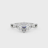 1 Carat Round Moissanite Split Shank Ring