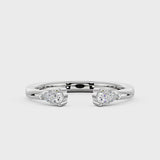 Twin Pear Moissanite Open Wedding Band Ring