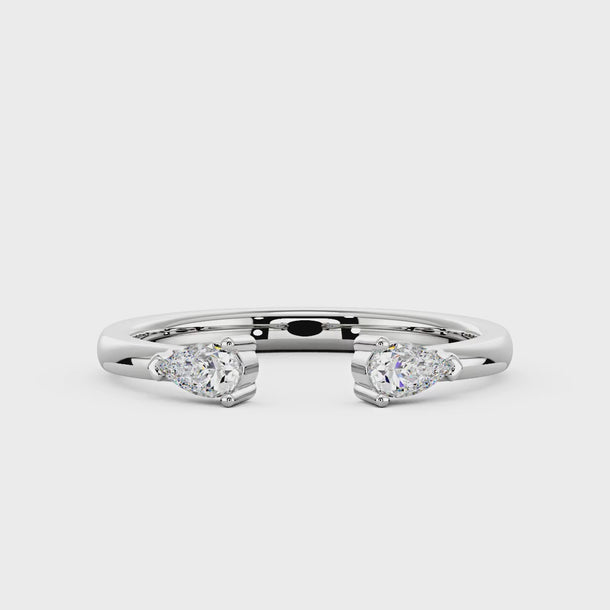 Twin Pear Moissanite Open Wedding Band Ring