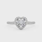 1.5 Carat Heart Moissanite Halo Ring with Pavé Band