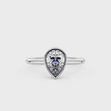 2 Carat Pear-Shaped Moissanite Bezel Ring