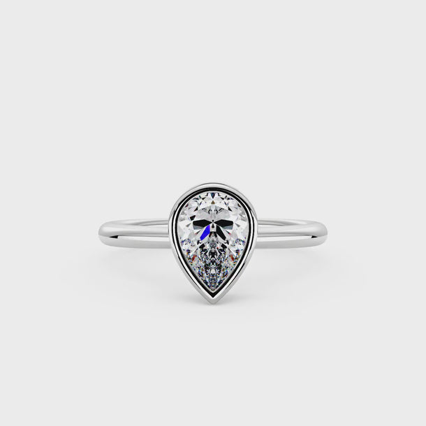 2 Carat Pear-Shaped Moissanite Bezel Ring