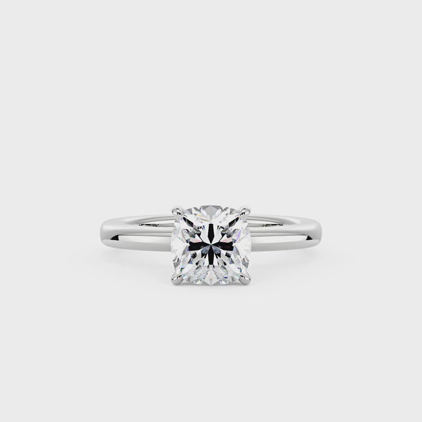 2 Carat Cushion-Cut Moissanite Solitaire Engagement Ring