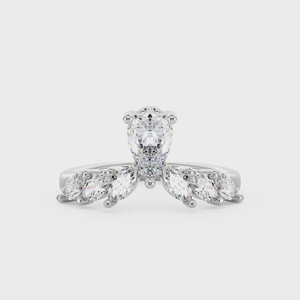 1 Carat Pear and Marquise Moissanite Ring