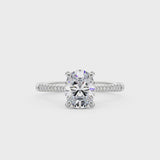 3 Carat Oval Cut Moissanite Ring with Pave Band