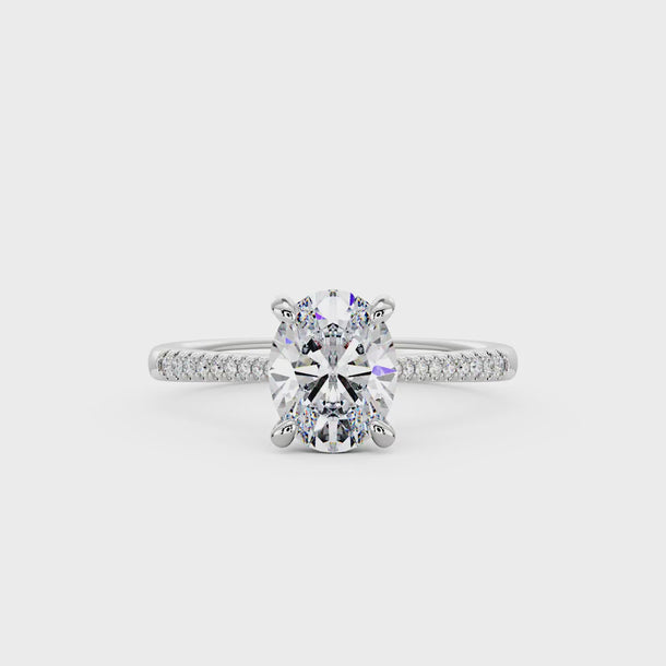 3 Carat Oval Cut Moissanite Ring with Pave Band