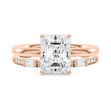 Radiant Moissanite Halo Bridal Ring Set