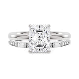 Radiant Moissanite Halo Bridal Ring Set