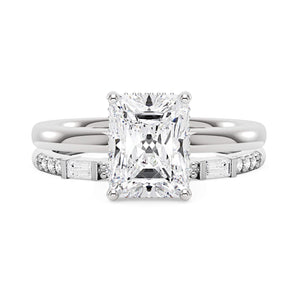 Radiant Moissanite Halo Bridal Ring Set