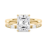 Radiant Moissanite Halo Bridal Ring Set