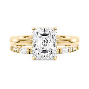 Radiant Moissanite Halo Bridal Ring Set