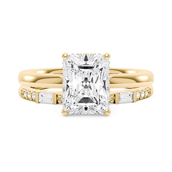 Radiant Moissanite Halo Bridal Ring Set